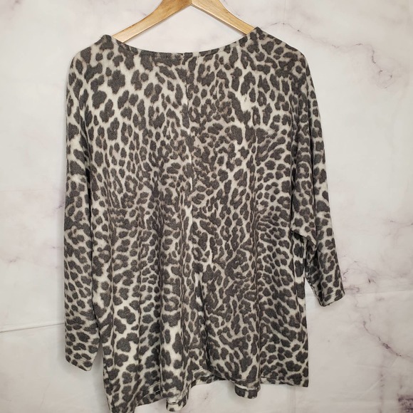 ADRIENNE VITTADINI leopard fleece pullover sweater 3X - Picture 6 of 9
